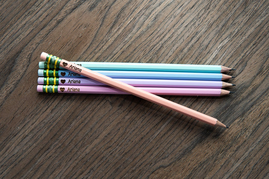 Custom Personalized Pastel Pencils or Ticonderoga for your kids or teacher gift Personalized name & shapes Set of 5